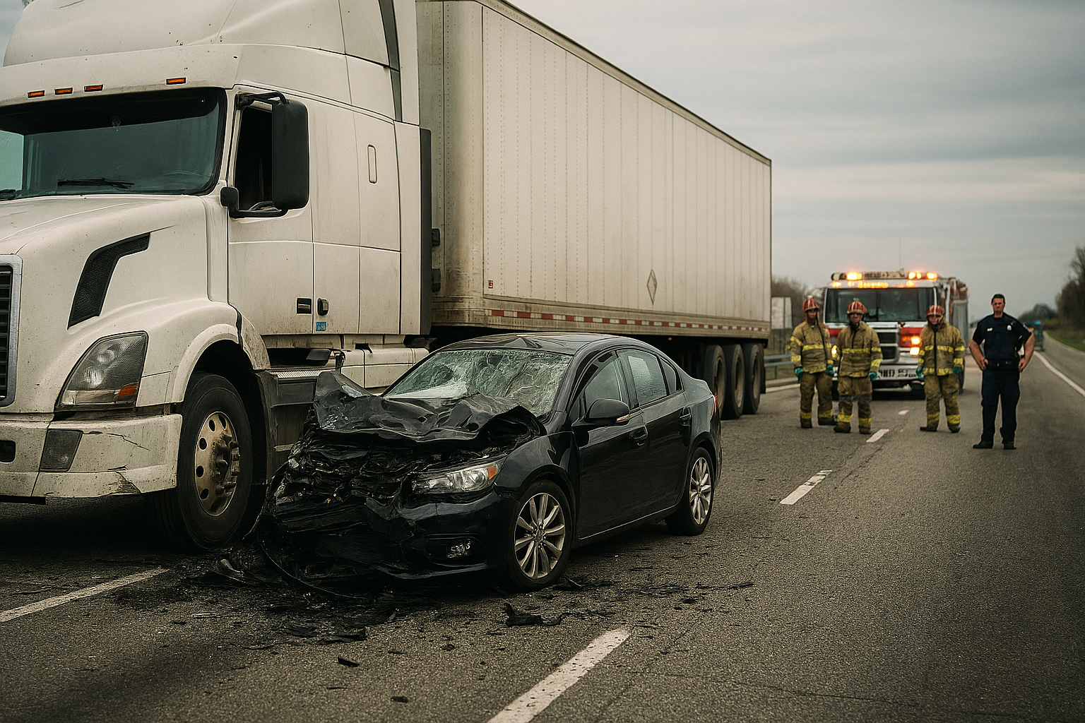 Commercial vehicle collision scene